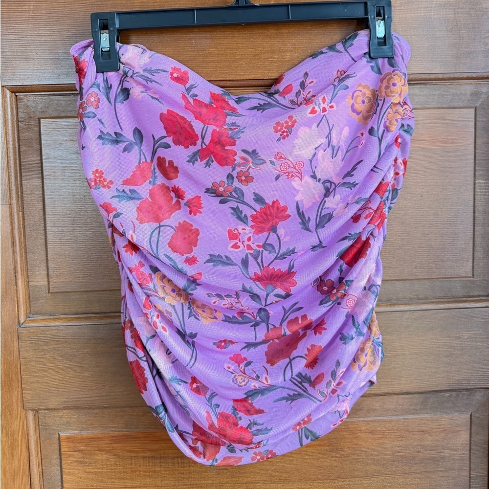 By Anthropologie 3D Floral Tube Top - Picture 4 of 4